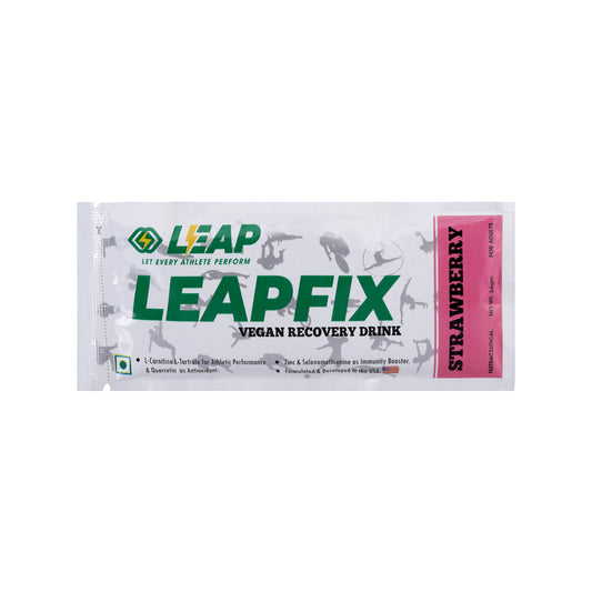 Leap Vegan Recovery Drink Mix Powder, Contains L-Carnitine L-Tartrate, Zinc & Selenomethionine (Pack-5, Strawberry)