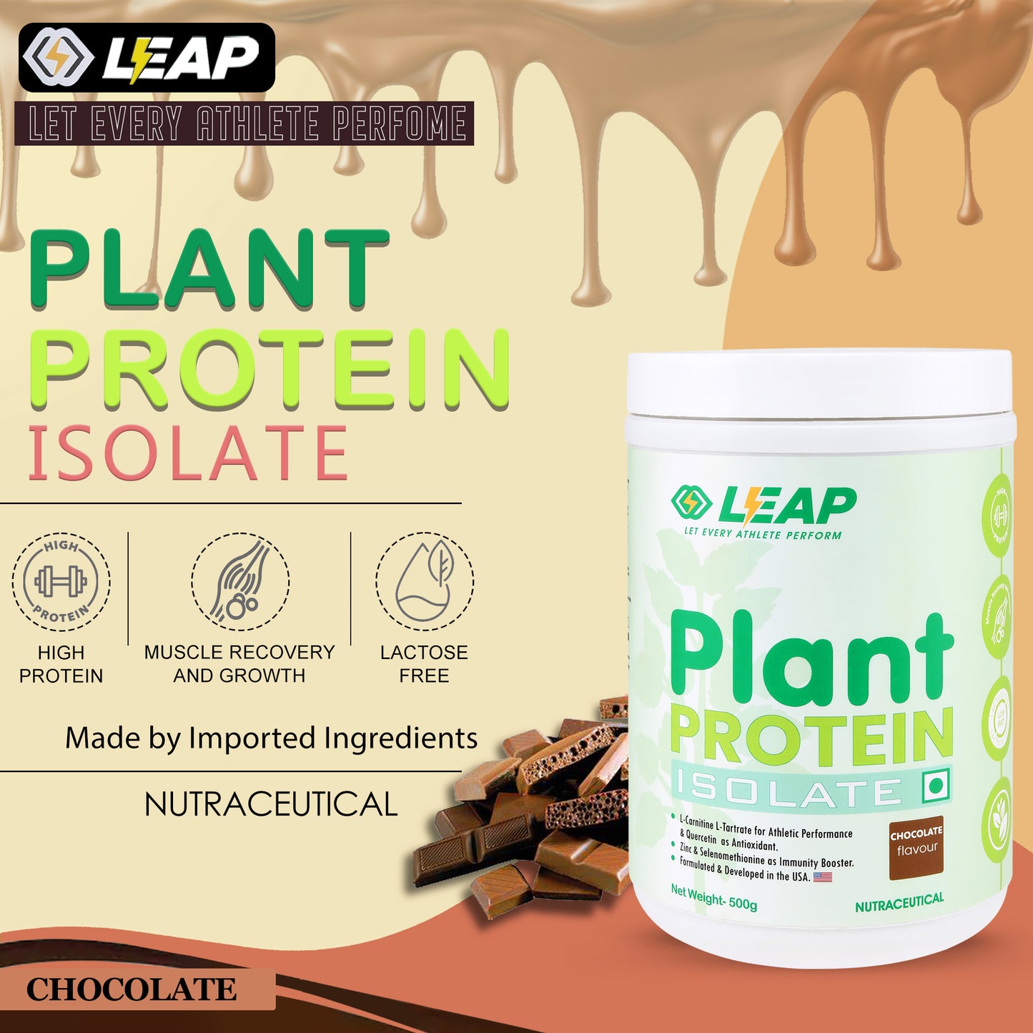 Leap Plant Protein Isolate (Chocolate) - 500gm