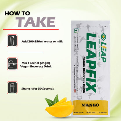 Leapfix Vegan Recovery Drink Mango Pack of 5-10-15