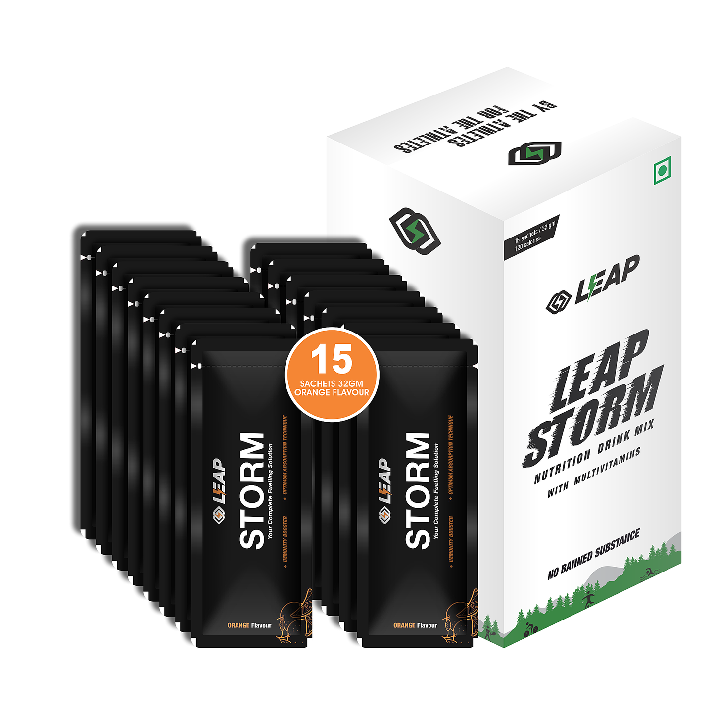 Leap Storm (Orange Flavor): Pack of 15 (32 g each)